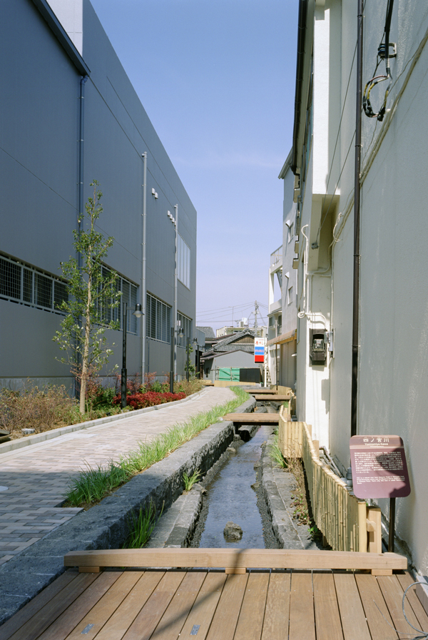 三島市本町地区_建物東側外構（四ノ宮川）