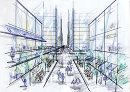 橋本駅北口３丁目地区まちづくり基本構想_三番街イメージ図